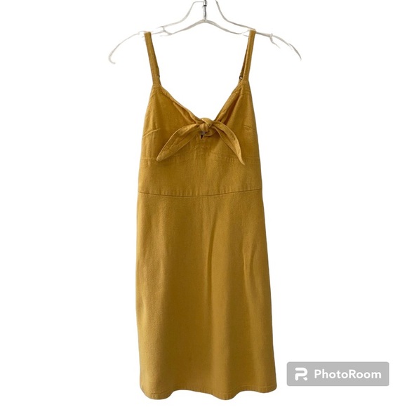 Hollister Saffron Yellow Tie Front Spaghetti Strap Lined Dress - Picture 1 of 13